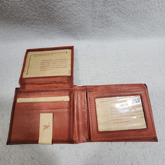 YL Rust Brown Genuine Leather BI-FOLD Mens Wallet Handcrafted Accessory NEW - Picture 3 of 9